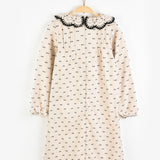 שמלת כיסים וצווארון סרוג - אבן