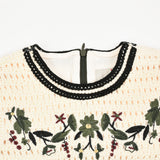 שמלה בשילוב סריג פרחוני - זית