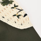 שמלה בשילוב סריג פרחוני - זית