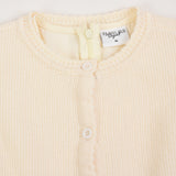 שמלת קפלים בשילוב קרדיגן סריג - שמנת