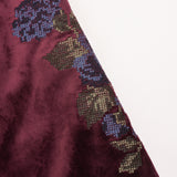 שמלת קטיפה עם רקמת פרחים - בורדו