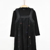 שמלת קטיפה משולבת - שחור