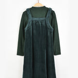 שמלת קטיפה משולבת - זית