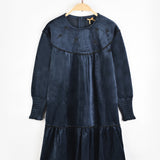 שמלת קטיפה עם פרחים - נייבי