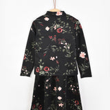 שמלה בהדפס פרחים - שחור