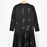 שמלה פרחונית בשילוב קרדיגן - שחור/כחול