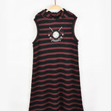 שמלת פסים עם קפוצ'ון - בורדו