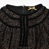 שמלה עם עיטורי קטיפה - שחור