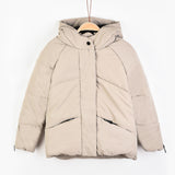 מעיל נפוח עם קפוצ'ון - אבן