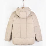 מעיל נפוח עם קפוצ'ון - אבן