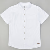 חולצה מכופתרת עם צווארון סיני - לבן