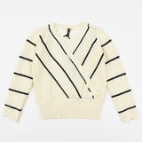 סוודר סריג פסים  - שמנת