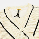 סוודר סריג פסים  - שמנת