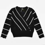 סוודר סריג פסים  - שחור