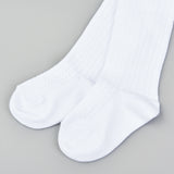 גרביון כותנה סטרץ' דיגום פסים - לבן