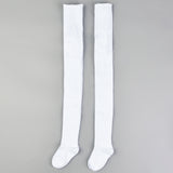 גרביון כותנה סטרץ' דיגום פסים - לבן