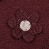 סוודר בשילוב פרחים סרוגים - בורדו