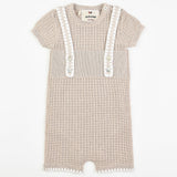 אוברול סריג עם כתפיות - בז'