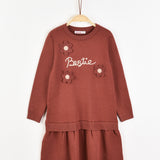 שמלת סריג עם פרחים - חמרה