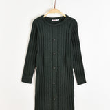 שמלת סריג מכופתרת - ירוק