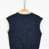 אפודת ג'ינס עם כפתורים - נייבי