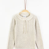 סוודר סריג ריב עם סרט - אבן