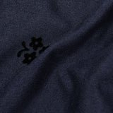 שמלה פרחונית עם צווארון קטיפה - נייבי