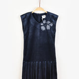 שמלת סרפן עם רקמה - נייבי