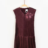 שמלת סרפן עם רקמה - בורדו