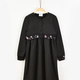 שמלה בשילוב קרדיגן כפתורים - שחור