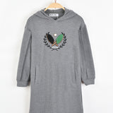 שמלת קפוצ'ון עם כיסים - אפור