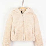 ז'קט פרוותי עם רוכסן - שמנת