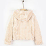 ז'קט פרוותי עם רוכסן - שמנת