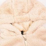 ז'קט פרוותי עם רוכסן - שמנת