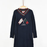 שמלת סריג דוגמת צמות - נייבי