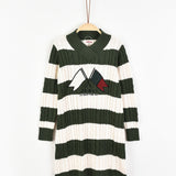 שמלת סריג דוגמת צמות - ירוק