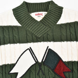 שמלת סריג דוגמת צמות - ירוק