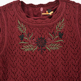 שמלת קטיפה בשילוב וסט סריג - בורדו