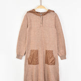 שמלת סריג עם קפוצ'ון - בז'