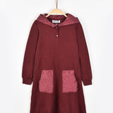 שמלת סריג עם קפוצ'ון - בורדו