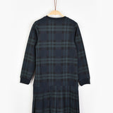 שמלת משבצות עם דובי - ירוק