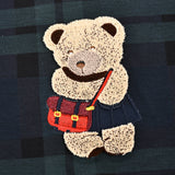 שמלת משבצות עם דובי - ירוק