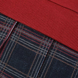 שמלת משבצות משולבת - בורדו