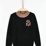 חולצת סריג קטיפתי - בז'