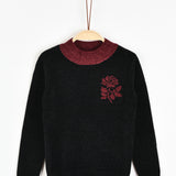 חולצת סריג קטיפתי - בורדו