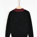 חולצת סריג קטיפתי - בורדו