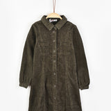 שמלת קורדרוי מכופתרת - זית