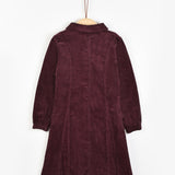 שמלת קורדרוי מכופתרת - בורדו