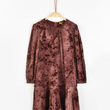 שמלה עם פרחים מקטיפה - בורדו