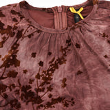 שמלה עם פרחים מקטיפה - בורדו